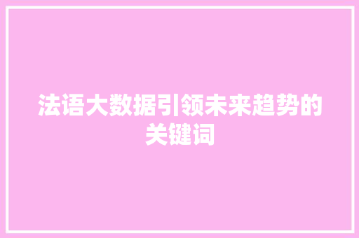 法语大数据引领未来趋势的关键词