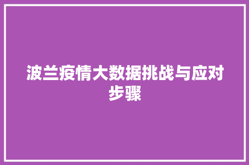 波兰疫情大数据挑战与应对步骤