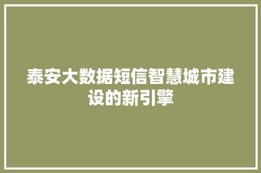 泰安大数据短信智慧城市建设的新引擎