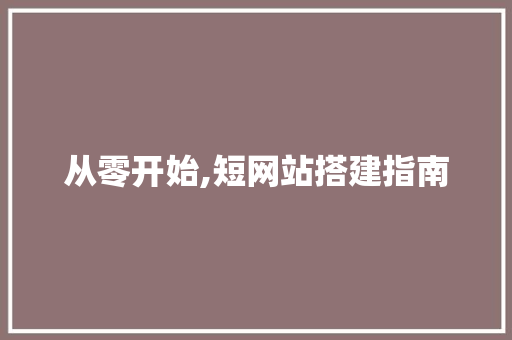从零开始,短网站搭建指南 前端技术