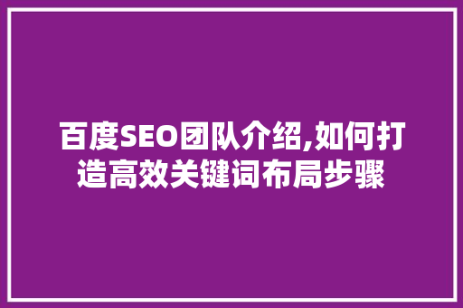 百度SEO团队介绍,如何打造高效关键词布局步骤 后端技术
