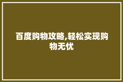 百度购物攻略,轻松实现购物无忧 项目报告