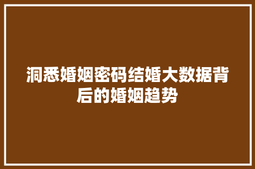 洞悉婚姻密码结婚大数据背后的婚姻趋势