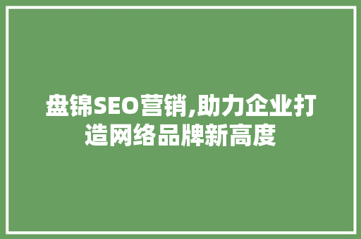 盘锦SEO营销,助力企业打造网络品牌新高度