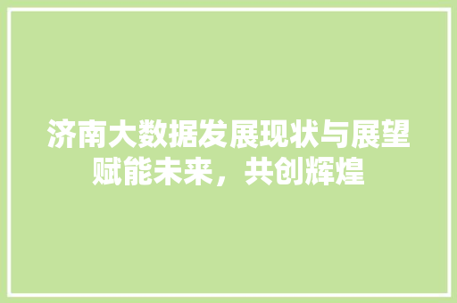 济南大数据发展现状与展望赋能未来，共创辉煌