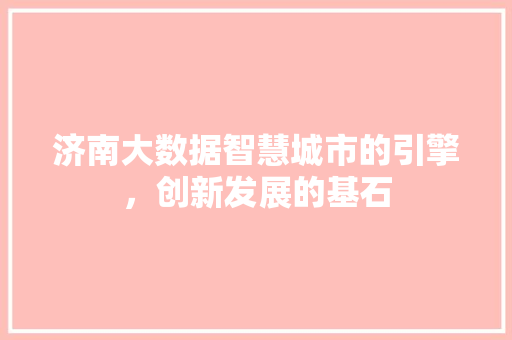 济南大数据智慧城市的引擎，创新发展的基石