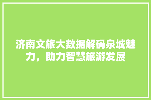 济南文旅大数据解码泉城魅力，助力智慧旅游发展