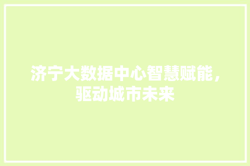 济宁大数据中心智慧赋能，驱动城市未来
