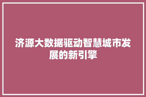济源大数据驱动智慧城市发展的新引擎
