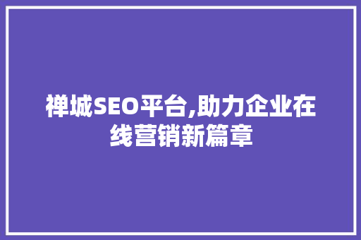禅城SEO平台,助力企业在线营销新篇章 MySQL