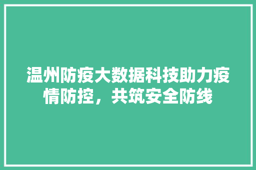 温州防疫大数据科技助力疫情防控，共筑安全防线