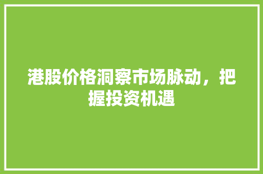 港股价格洞察市场脉动，把握投资机遇