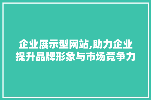企业展示型网站,助力企业提升品牌形象与市场竞争力