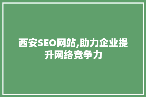 西安SEO网站,助力企业提升网络竞争力 前端技术