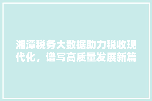 湘潭税务大数据助力税收现代化，谱写高质量发展新篇章