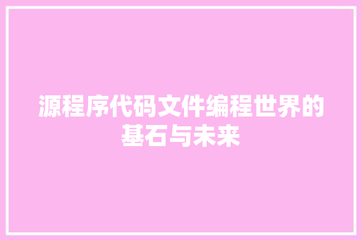 源程序代码文件编程世界的基石与未来