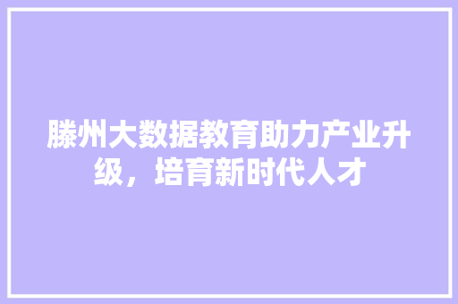 滕州大数据教育助力产业升级，培育新时代人才
