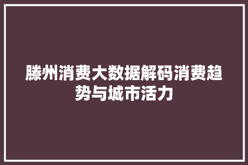 滕州消费大数据解码消费趋势与城市活力
