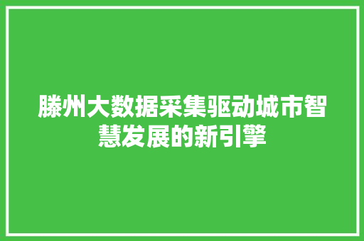 滕州大数据采集驱动城市智慧发展的新引擎
