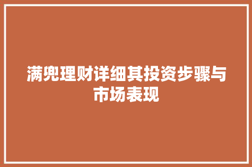 满兜理财详细其投资步骤与市场表现