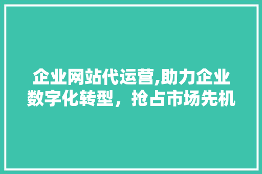 企业网站代运营,助力企业数字化转型，抢占市场先机 网站建设