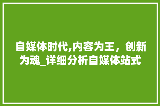 自媒体时代,内容为王，创新为魂_详细分析自媒体站式发布步骤 商务信函