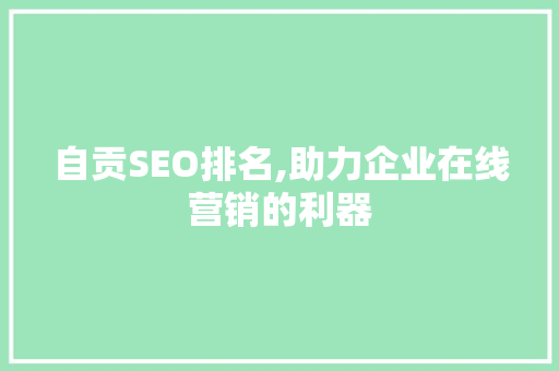 自贡SEO排名,助力企业在线营销的利器 商务信函