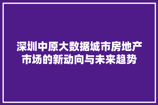 深圳中原大数据城市房地产市场的新动向与未来趋势