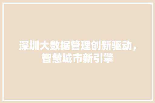 深圳大数据管理创新驱动，智慧城市新引擎