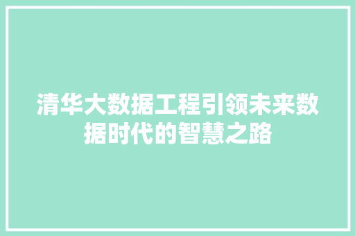 清华大数据工程引领未来数据时代的智慧之路