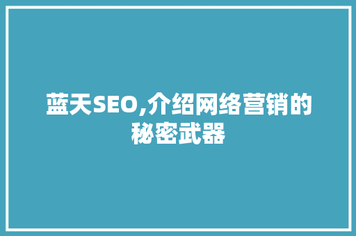 蓝天SEO,介绍网络营销的秘密武器