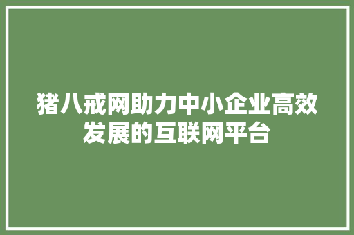 猪八戒网助力中小企业高效发展的互联网平台