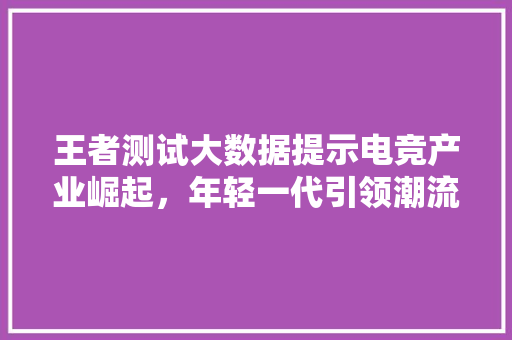 王者测试大数据提示电竞产业崛起，年轻一代引领潮流