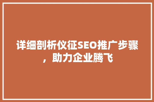 详细剖析仪征SEO推广步骤，助力企业腾飞 前端技术