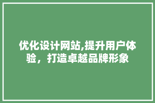 优化设计网站,提升用户体验，打造卓越品牌形象 网站建设