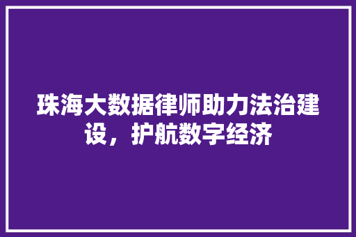 珠海大数据律师助力法治建设，护航数字经济