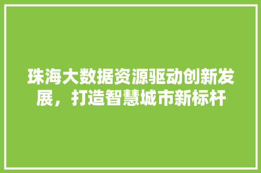 珠海大数据资源驱动创新发展，打造智慧城市新标杆