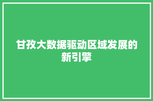 甘孜大数据驱动区域发展的新引擎