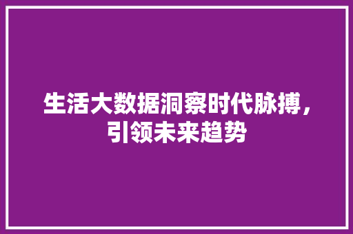 生活大数据洞察时代脉搏，引领未来趋势