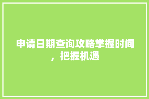申请日期查询攻略掌握时间，把握机遇