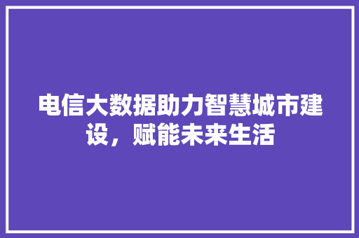 电信大数据助力智慧城市建设，赋能未来生活