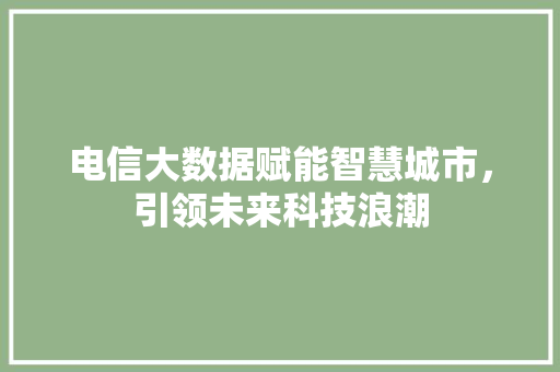 电信大数据赋能智慧城市，引领未来科技浪潮