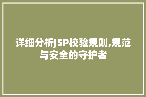 详细分析JSP校验规则,规范与安全的守护者 项目报告