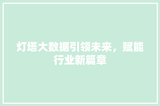 灯塔大数据引领未来，赋能行业新篇章