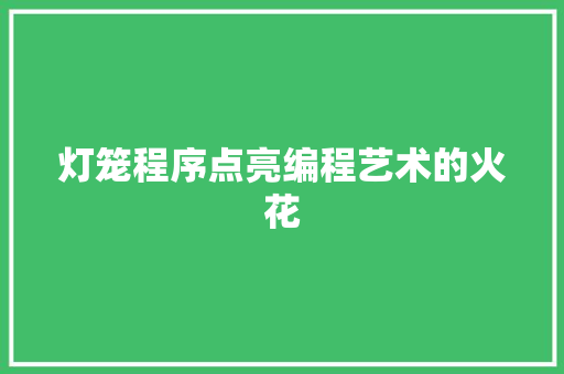 灯笼程序点亮编程艺术的火花