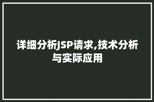 详细分析JSP请求,技术分析与实际应用