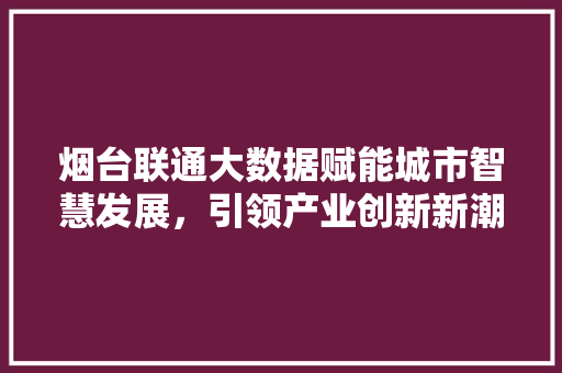 烟台联通大数据赋能城市智慧发展，引领产业创新新潮流