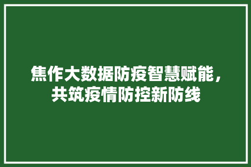 焦作大数据防疫智慧赋能，共筑疫情防控新防线