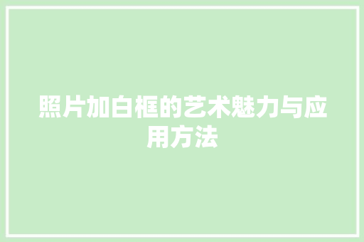 照片加白框的艺术魅力与应用方法