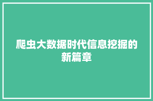 爬虫大数据时代信息挖掘的新篇章